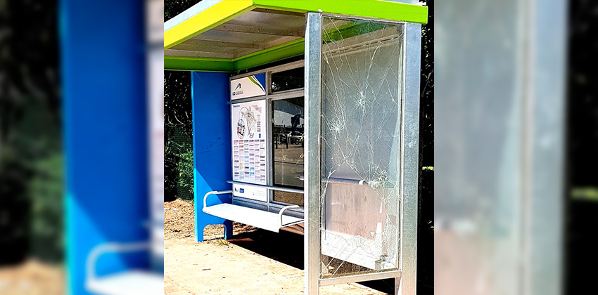 Vandalised GO GEORGE bus shelter