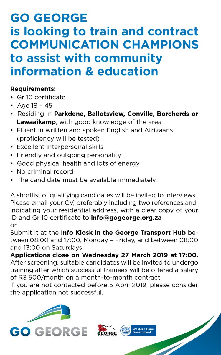 GO GEORGE-4B Champions recruitment 03.2019